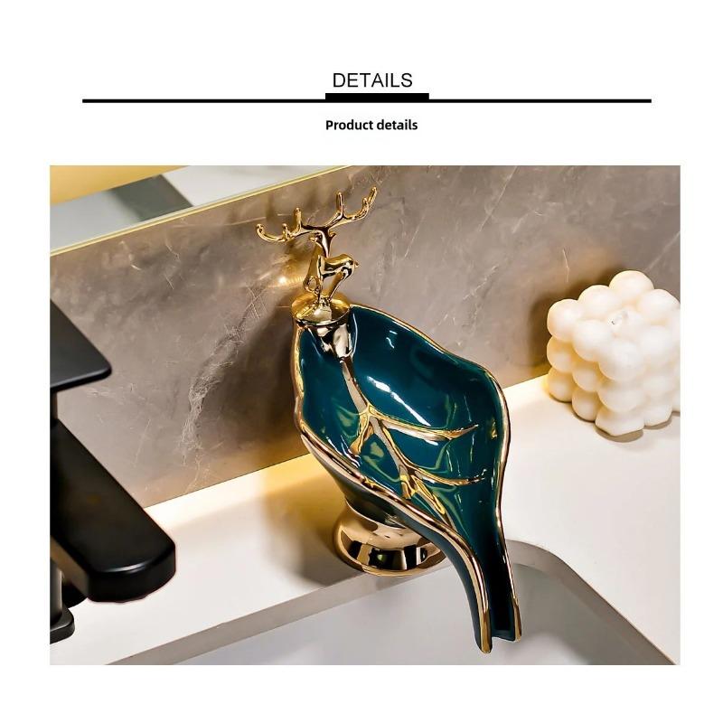Simple and Light Luxury Ceramic Soap Box, Household Soap Dish,Creative Water-draining Bathroom and Toilet Soap Box Dish That Does Not Accumulate Water
