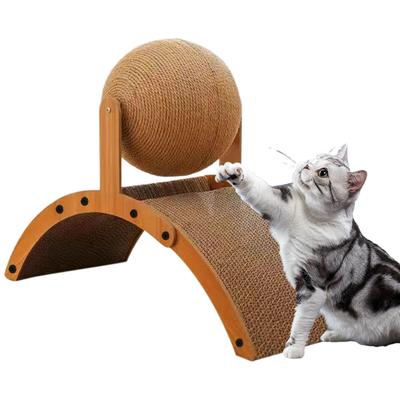 Cats Scratching Post Wear-Resistant Claw Sharpener Vertical Scratcher with Corrugated Base Interactive Kitten Toy for Multi-cat