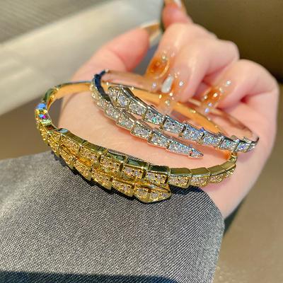Boutique Half Snake New Product European and American Copper T-shaped Zircon Women's Bracelet