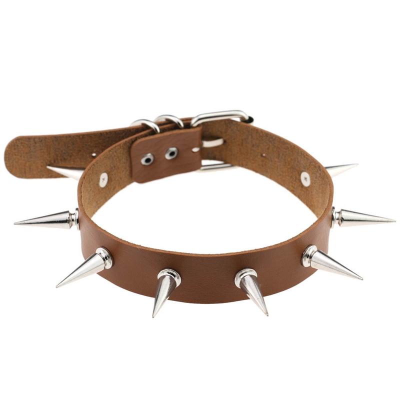 PU kožený gotický náhrdelník obojok Sexy špica okrúhly prsteň Kľúčna kosť Punk Rock Retiazka Choker Opasok Nastaviteľný golier Choker Cosplayer Halloween doplnok
