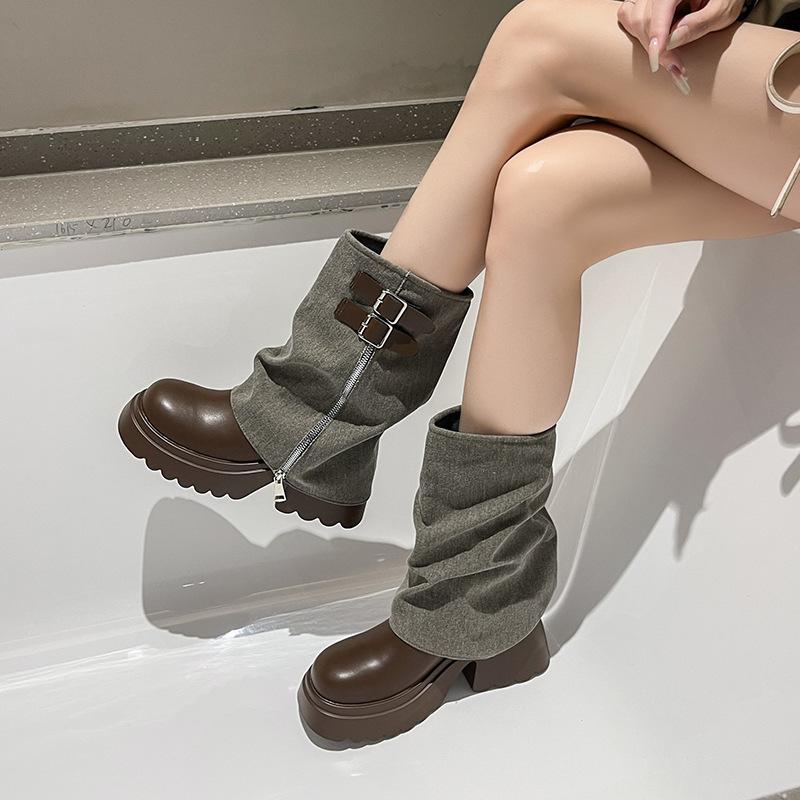 Retro British style thick-soled high-top Martin boots for women, autumn and winter design sense, fashionable, small and thin, explosive short boots