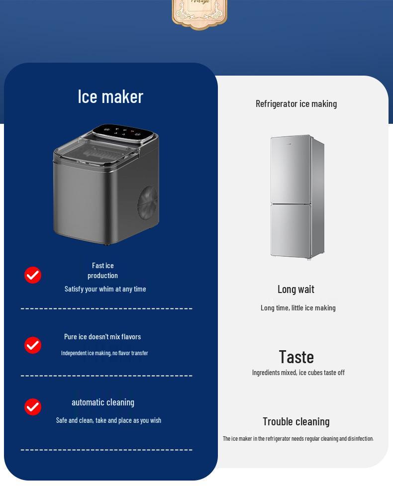 Máquina de Gelo Automática de Grande Capacidade para Casas, Dormitórios, Cafés e Vendedores de Rua