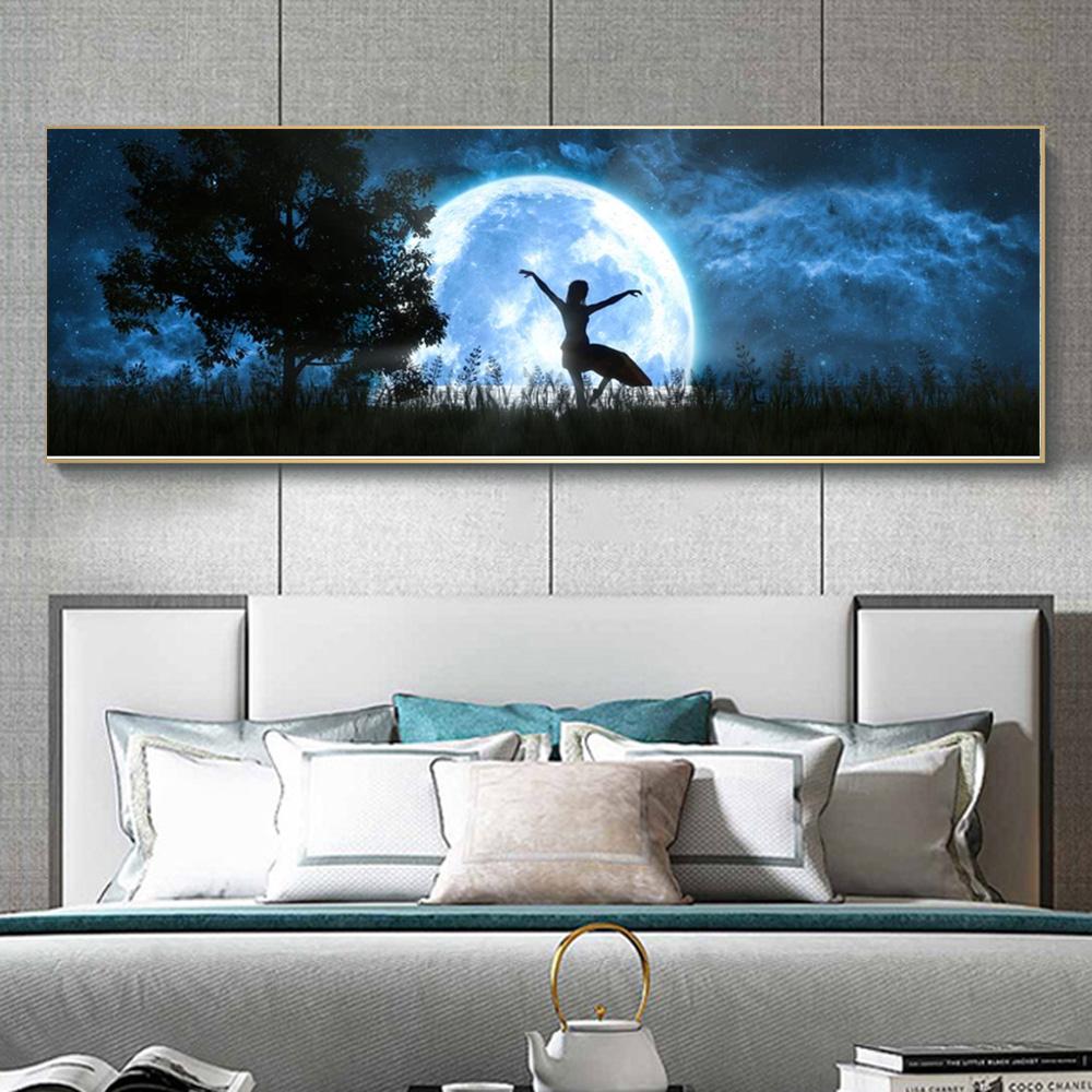 Landscape Moon and Beautiful Sky Ship At Sea Canvas Painting Posters and Prints Wall Art Picture Living Room Home Decor No Frame