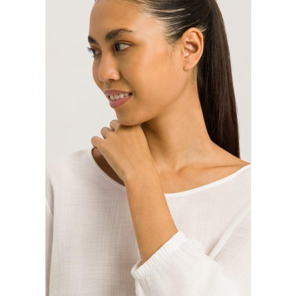 Hanro Sleep   Lounge Crop T shirT 3 4 Slv  whiTe 74928 