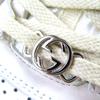 Makellose GUCCI Sneaker Interlocking G High-Top Weiß Khaki Leder Damen 36.5 Gebraucht