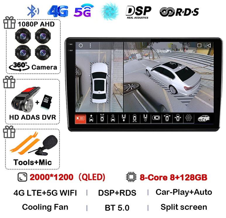 Android 14 Carplay Auto For Skoda Fabia 2 2007-2012 2013 2014 Car Radio GPS Stereo Multimedia Player Head Unit 2 Din WIFI+4G DSP