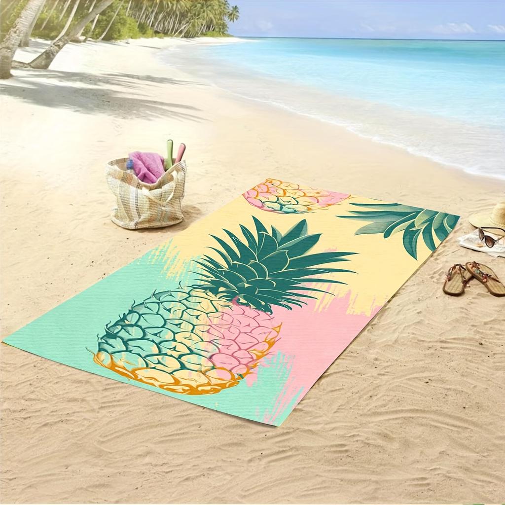 Toalla de Playa Oversize de Piñas Acuarela, Toalla de Baño Extra Grande para Piscina y Natación para Adultos