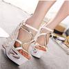 Fashion High Quality Buckle Strap Sexy Strange Style Heel Summer Women Shoes Retro Novelty Sandals 15cm High Heels Nightclub Shoes