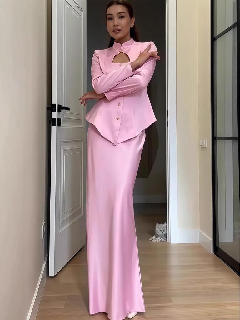 2025 Autumn Elegant European & American High-Waisted Jacket & Slim Skirt Set