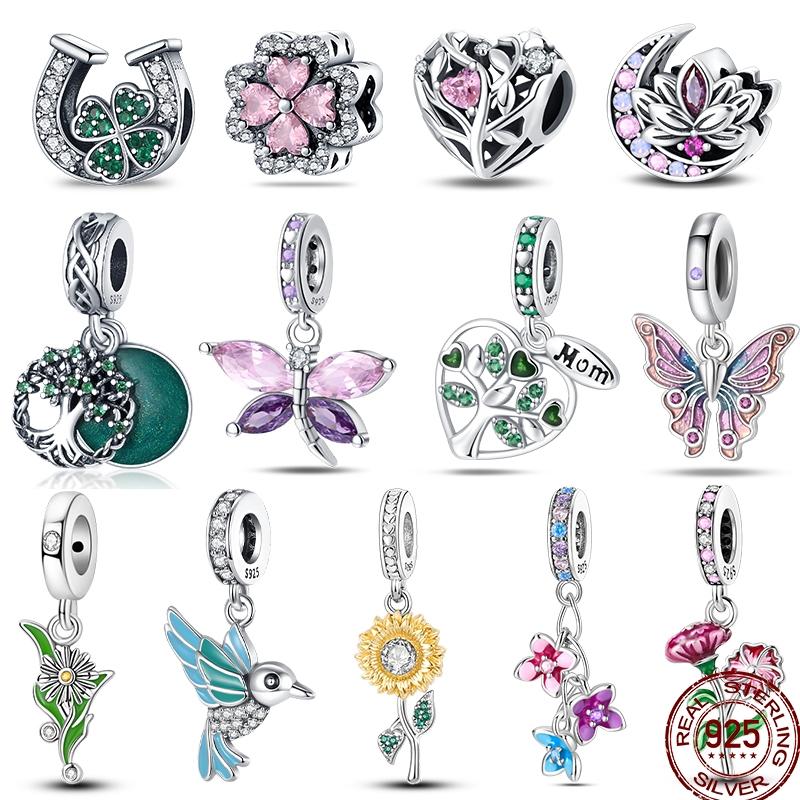 Copper Jewelry Pendant Early Spring Four Leaf Clover Flower Charm Fit Pan Beads Jewelry Birthday Diy Gift Fine Jewelry