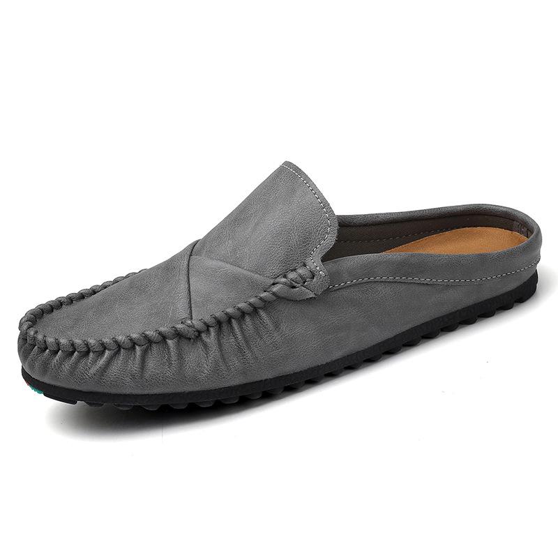 Fitting room Doudou shoes men's 2026 summer without heel half drag men's shoes men's casual leather