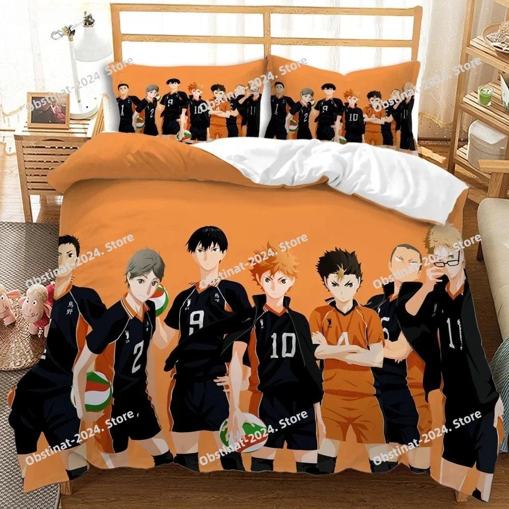 Haikyuu Bedding Set Volleyball Boys Print Bed Set With Pillowcase Bed Duvet Cover Soft Single Double Queen Super King Size
