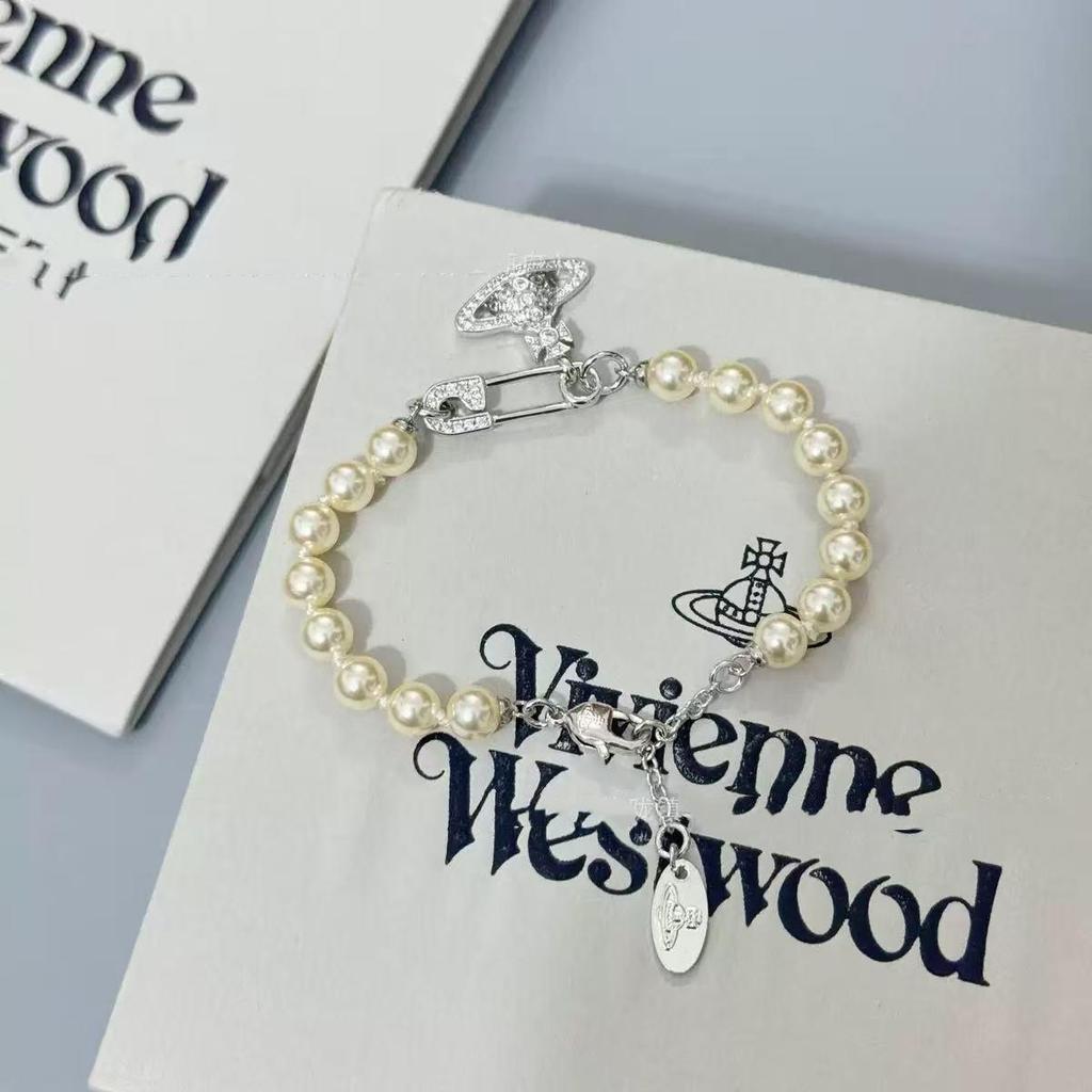 Westwood Saturn Choker Necklace: High Version, Medium Size, Women's 10MM Beads, Logo Clasp.