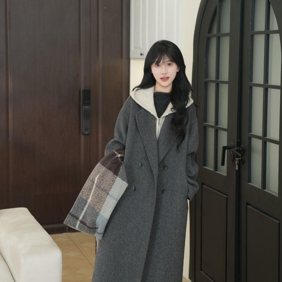Korean-Style Double-Sided Wool Coat: Elegant, Versatile, Loose-Fitting, Long Women's Outerwear for Autumn and Winter