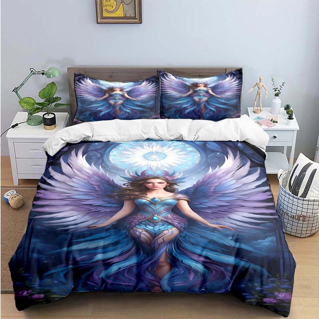 Comforter Exquisite Angel Wings Printed Bedding Sets Exquisite Set Bed Comforter Set Bedding Set Luxury Birthday Gift