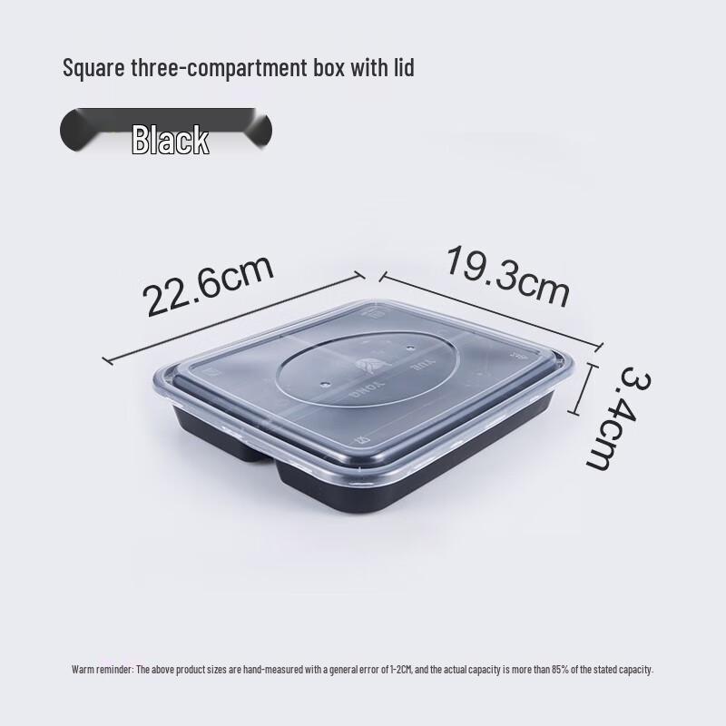 Disposable 3-Compartment Plastic Food Containers