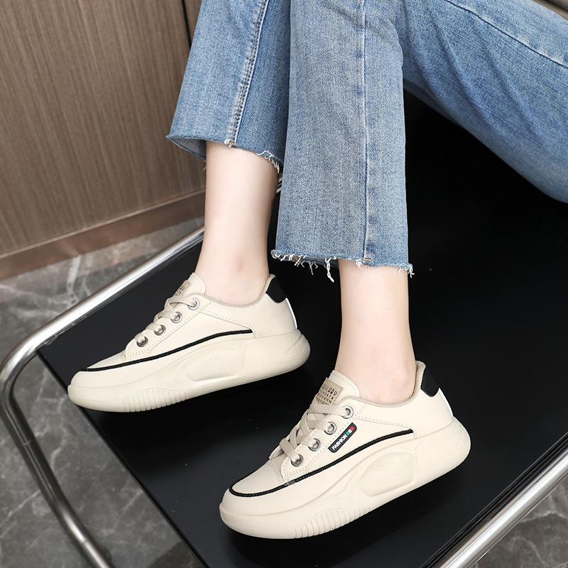 [Customized] F5858 new simple casual women's shoes spring and autumn Korean version breathable board shoes heightened thick sole versatile
