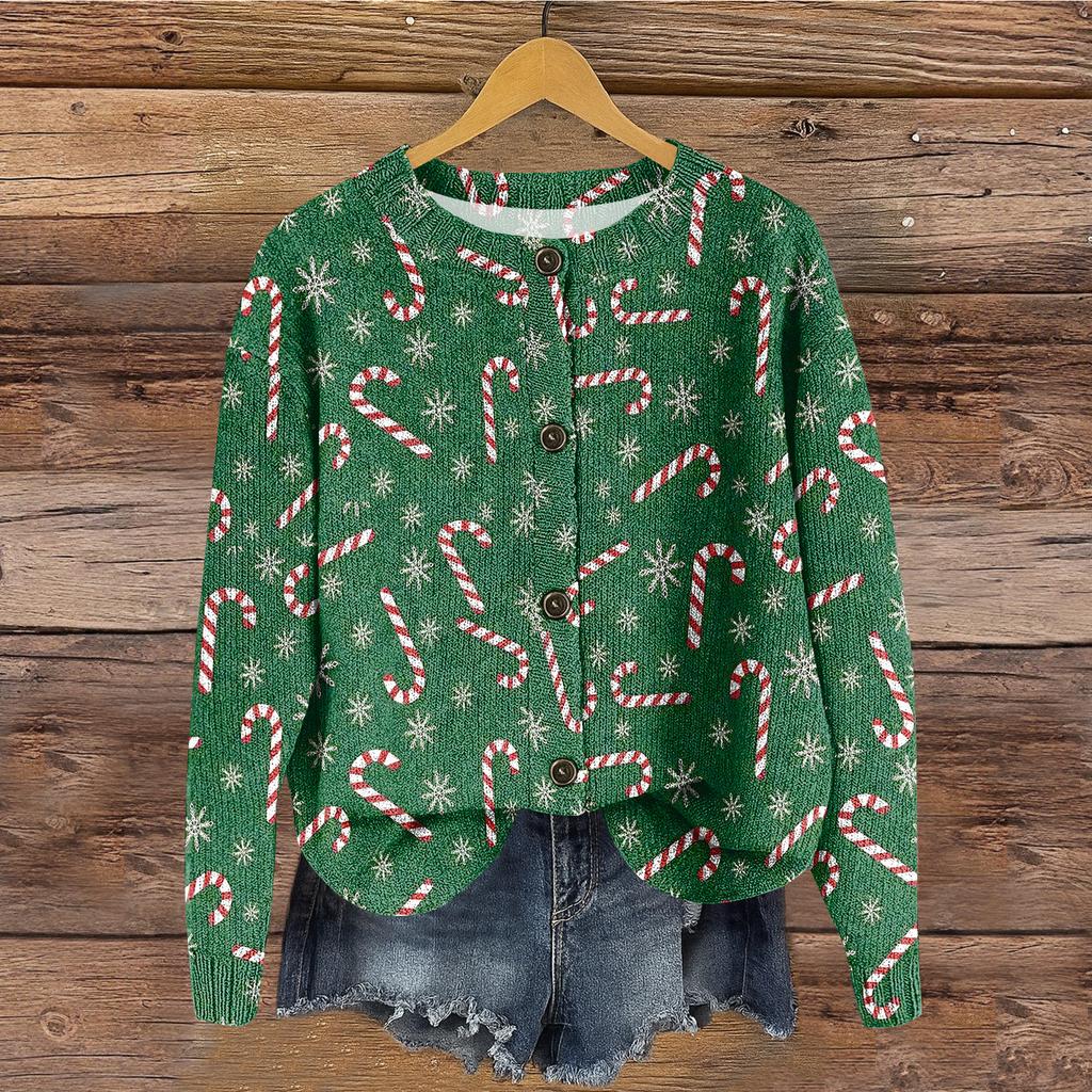 Women's Round Neck Top Printing Thickened Plush Cashmere Warm Long Top