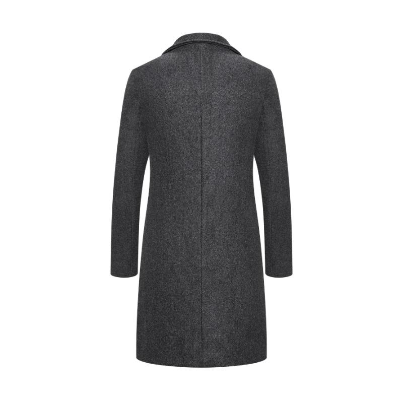 Frühling Herbst Neue Lange Baumwolle Mantel Neue Wollmischung Reine Farbe Casual Business Mode Herrenbekleidung Schlank Windjacke