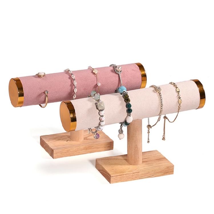 Wood Jewelry Display Rack Versatile Wood Bracelet Holder Single Layer Stand Rack for Jewelry and Watch Storage