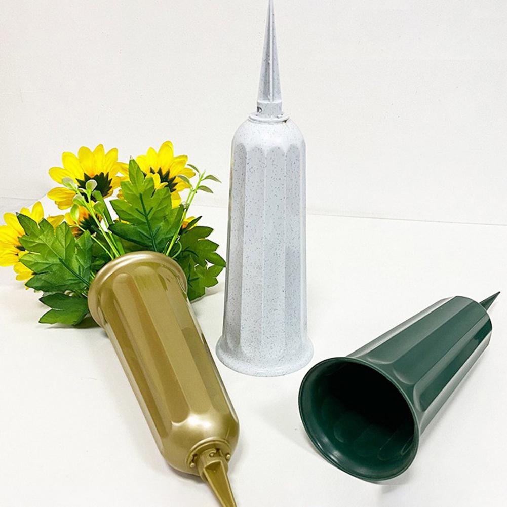 Flower Holder with Spike Memorial Day Cemetery Flower Vase Reusable Bouquet Holder Insert Graveside Headstone Vase
