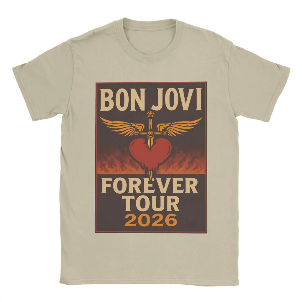 Harajuku T Shirt Summer Bon Jovi Keep The Faith World Tour Cotton Tshirt for Unisex Women Awesome Wholesale Short Sleeve Tees