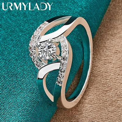 925 Sterling Silver Angel Heart Zircon 7 8 9 10 Ring For Women Charm Jewelry