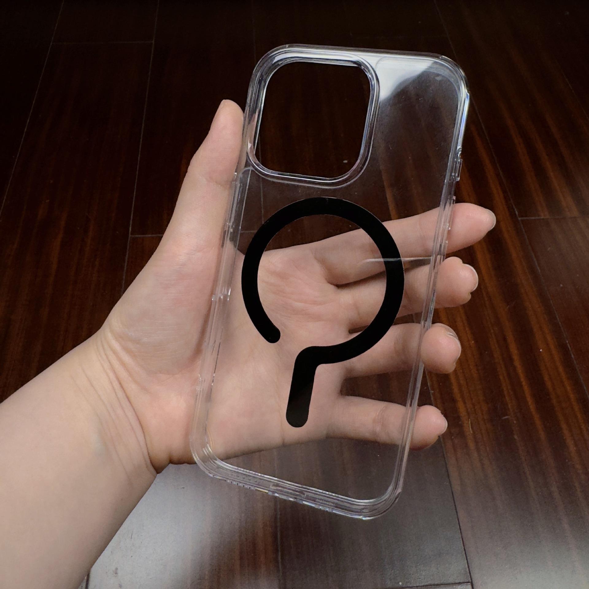 

Для Apple 16promax Прозрачный ПК Магнитный чехол для телефона для iPhone15 Сильный магнитный 2,0 мм Защита от падения For iPhone 13promax