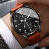 2pcs/set Men's Casual Watch Classic Versatile Digital Scale Dial Leather Strap Analog Quartz Watch Combination Set (No Box)