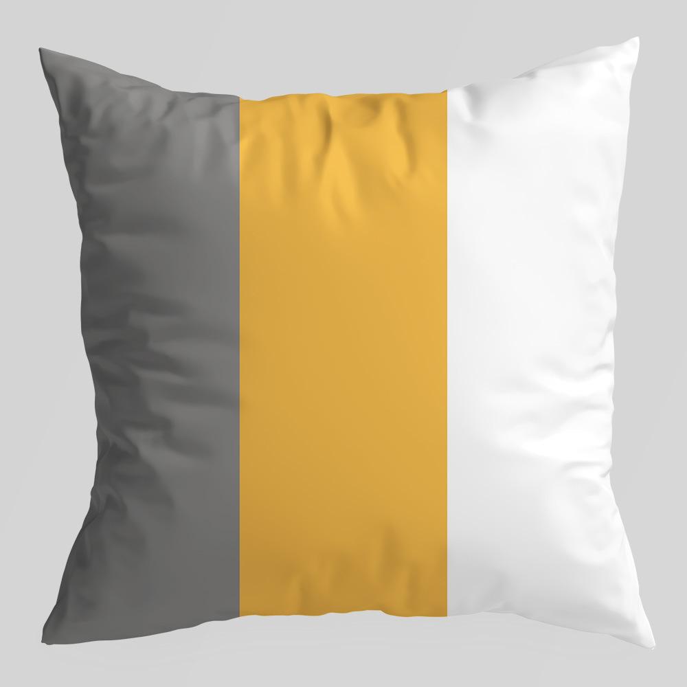 Geometric Pillowcase, Yellow and Gray Geometric Peach Skin Velvet Printed Pillow Cushion Cover, Sofa Car Backrest