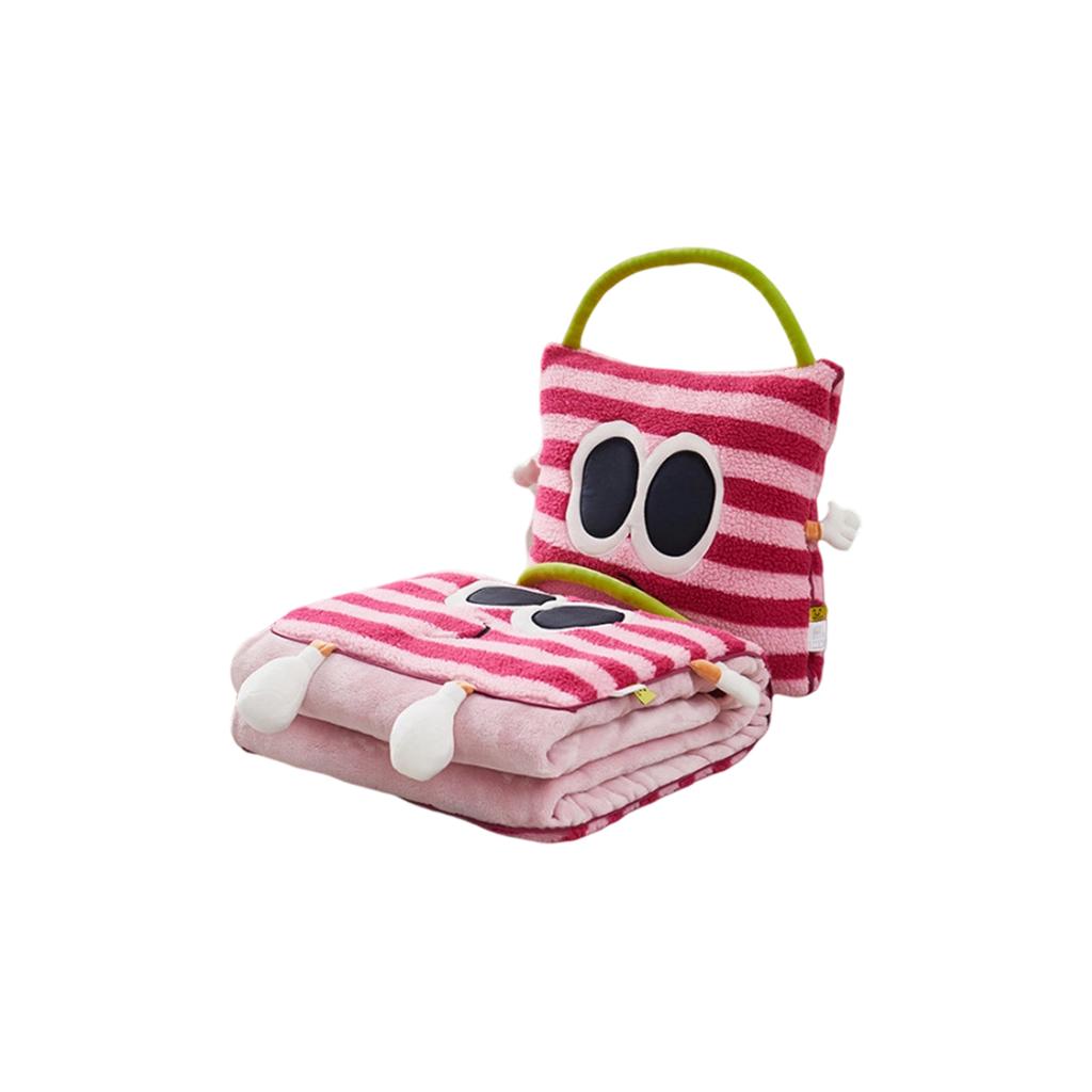 Big-eyed Embroidered Lamb Wool Flannel Blanket For Lunch Break, Work, And Car Use, Cartoon Cushion Pillow Blanket