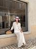 5werkwe Women's White Linen Long Sleeve Casual Shirt Set - Versatile Autumn Style