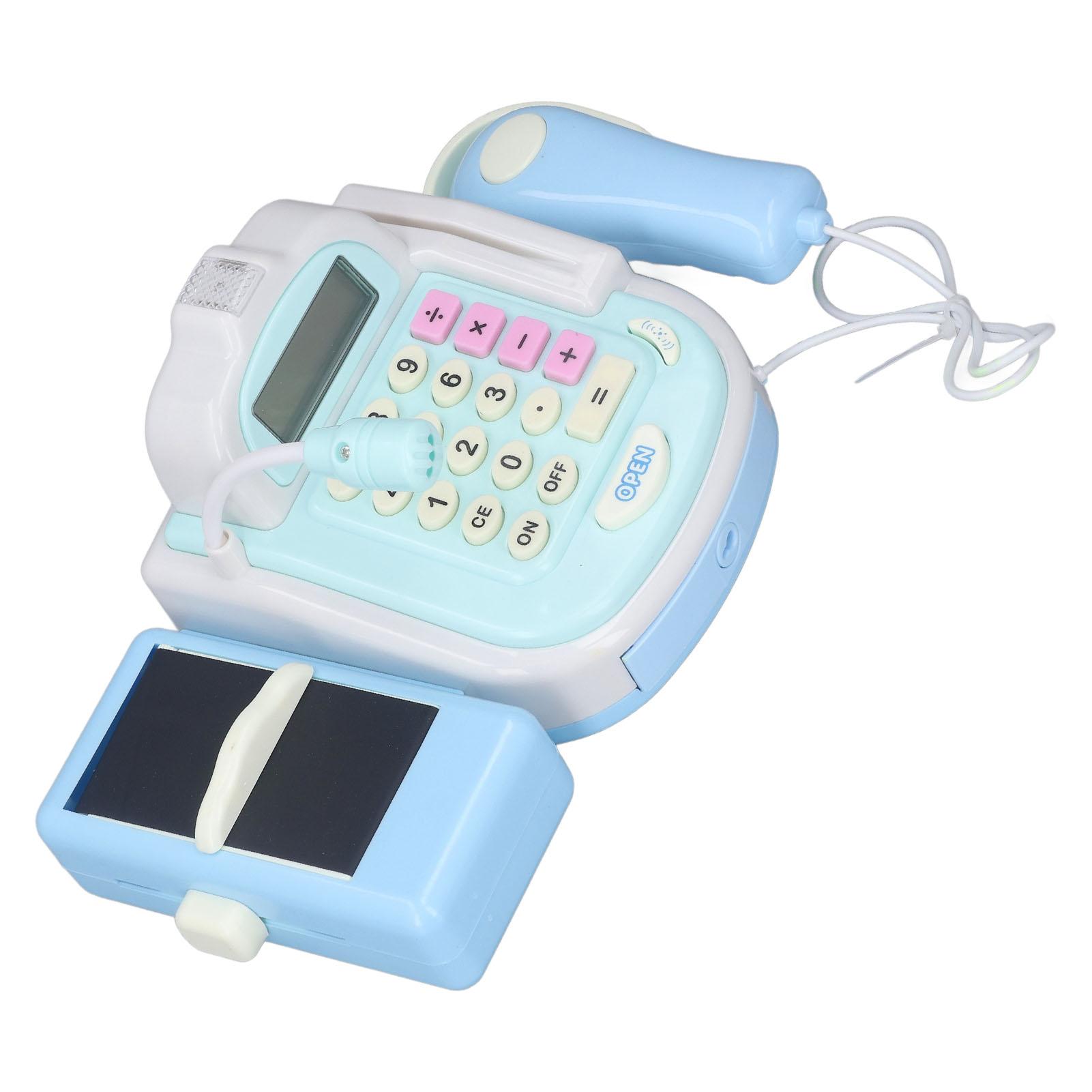 

Cash Register Playset Cute Fun Simulation Scanner Calculator Weigh Bank Card Supermarket Pretend Checkout Toy for Kids