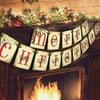 Merry Christmas Banner - Vintage Xmas Decorations Indoor For Home Office Party Fireplace Mantle