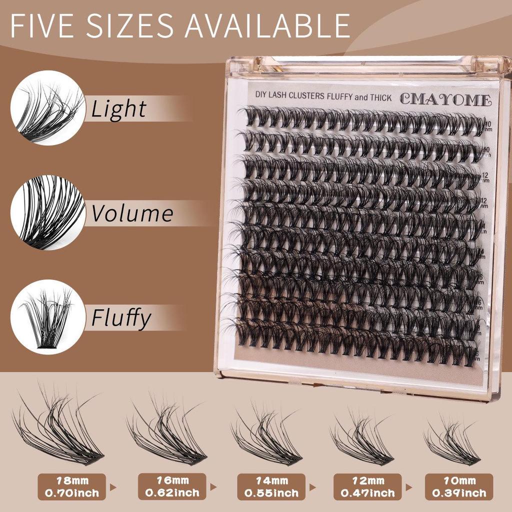 European-American D-Curl Cluster False Eyelashes: 10-18mm Natural, Dense, DIY Segments