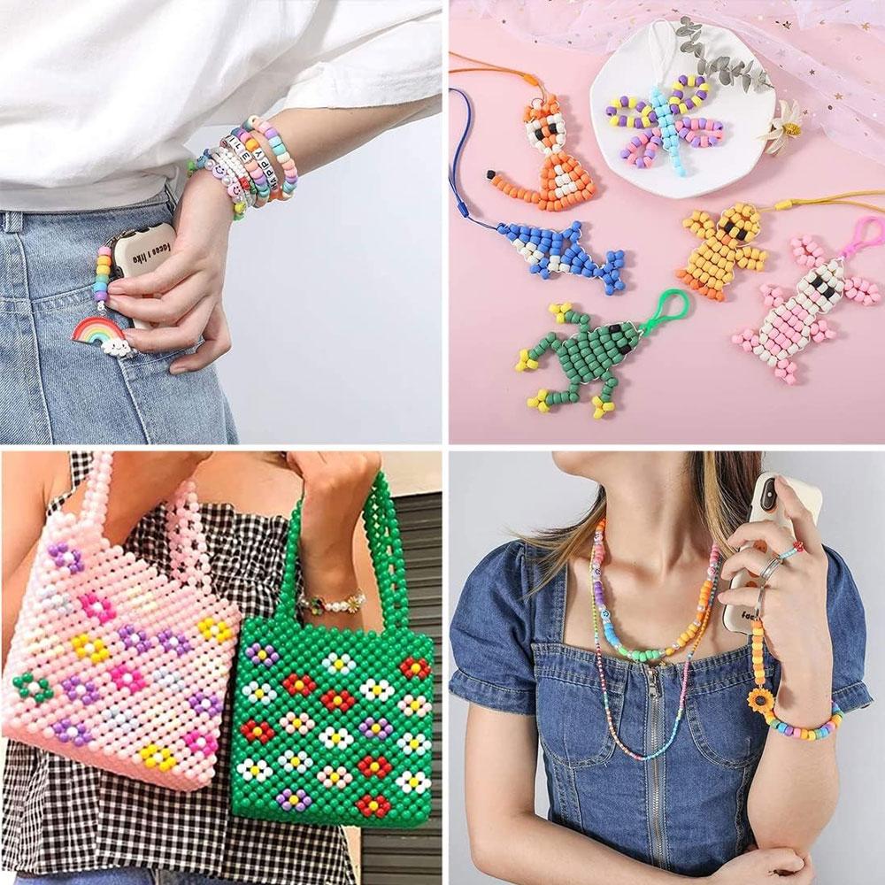 50/140PCS 6x9mm Loose Small Horse Beads, Small Horse Beads for Bracelet Making Kit, Hair Beads for Braids, Jewelry Making Craft Beads