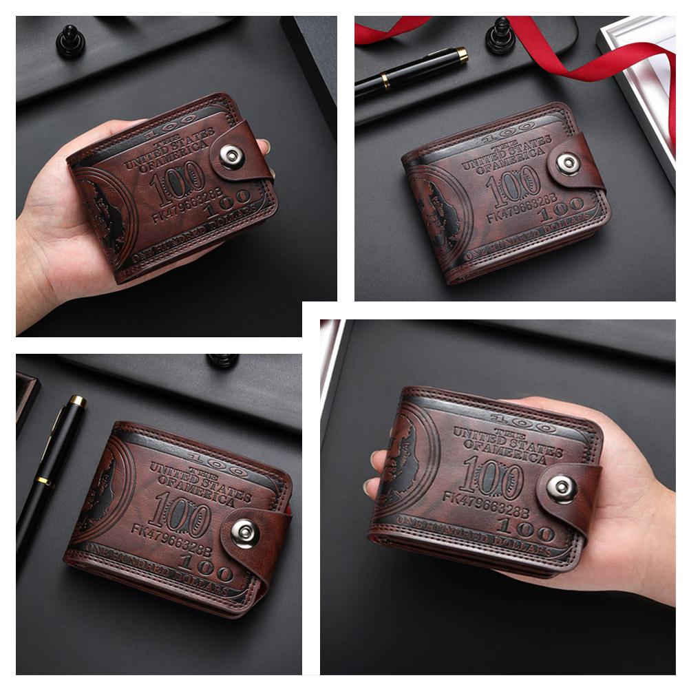 Dollar Bill Embossed PU Leather Wallet Multiple Card Slots Snap Button Closure Waterproof Blocking Travel Business Gift