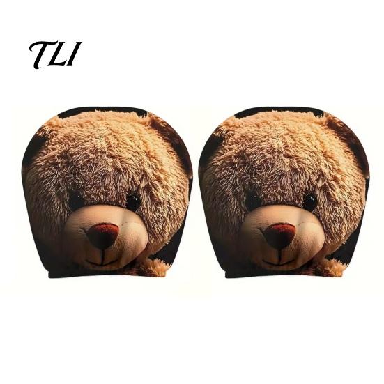 Humorous Car Accessories Zipper Bear Headrest Cover, 2D Flat Print Cute Seat Universal Fit Covers Protector, Breathable Auto Interior Decor