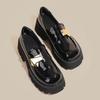 Leather small leather shoes women's spring new retro British rough heel single shoes large size -4