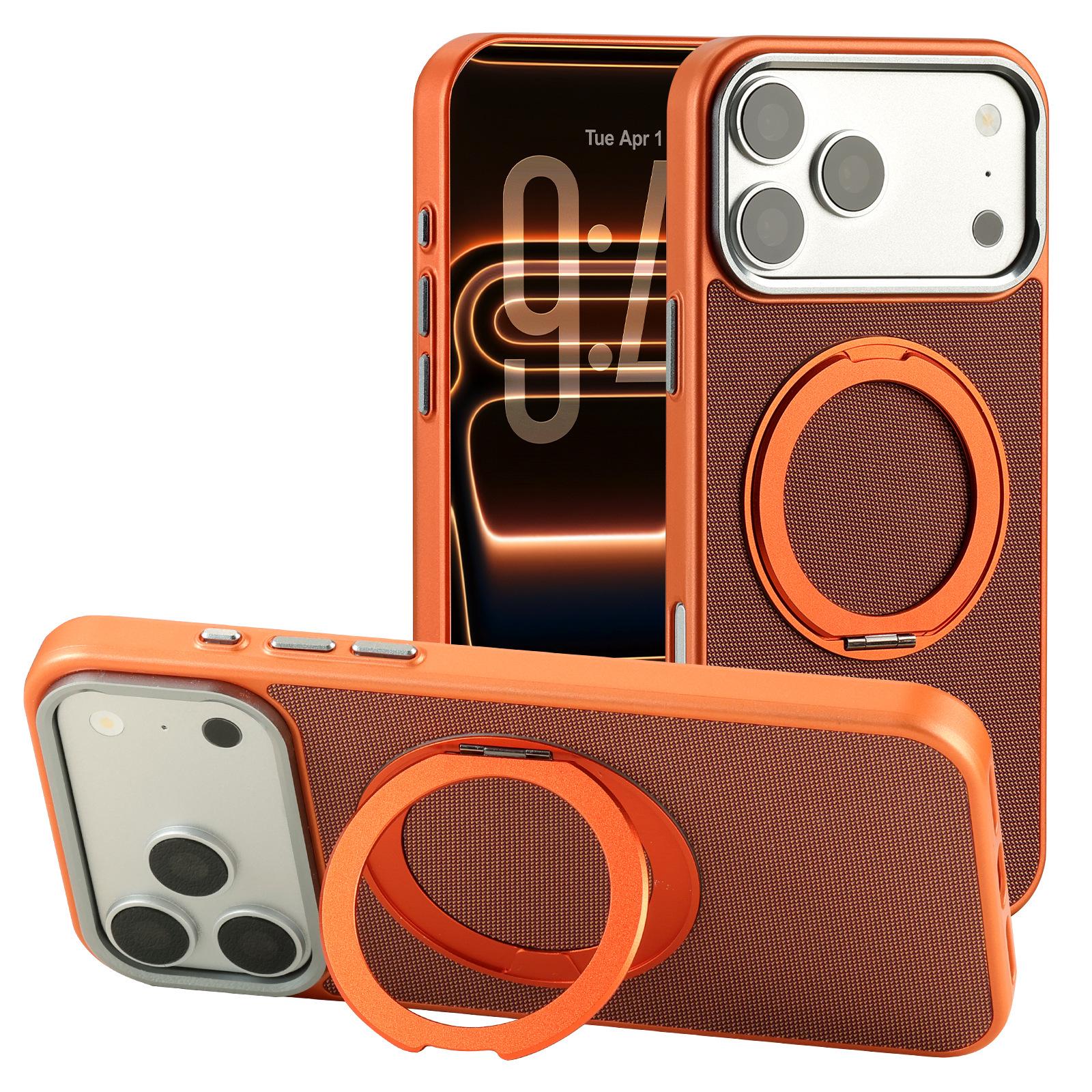

iPhone 17 Pro Max Tech Fabric Case with 360° Rotating Magnetic Stand - Apple 16 Protective Cover iPhone 12