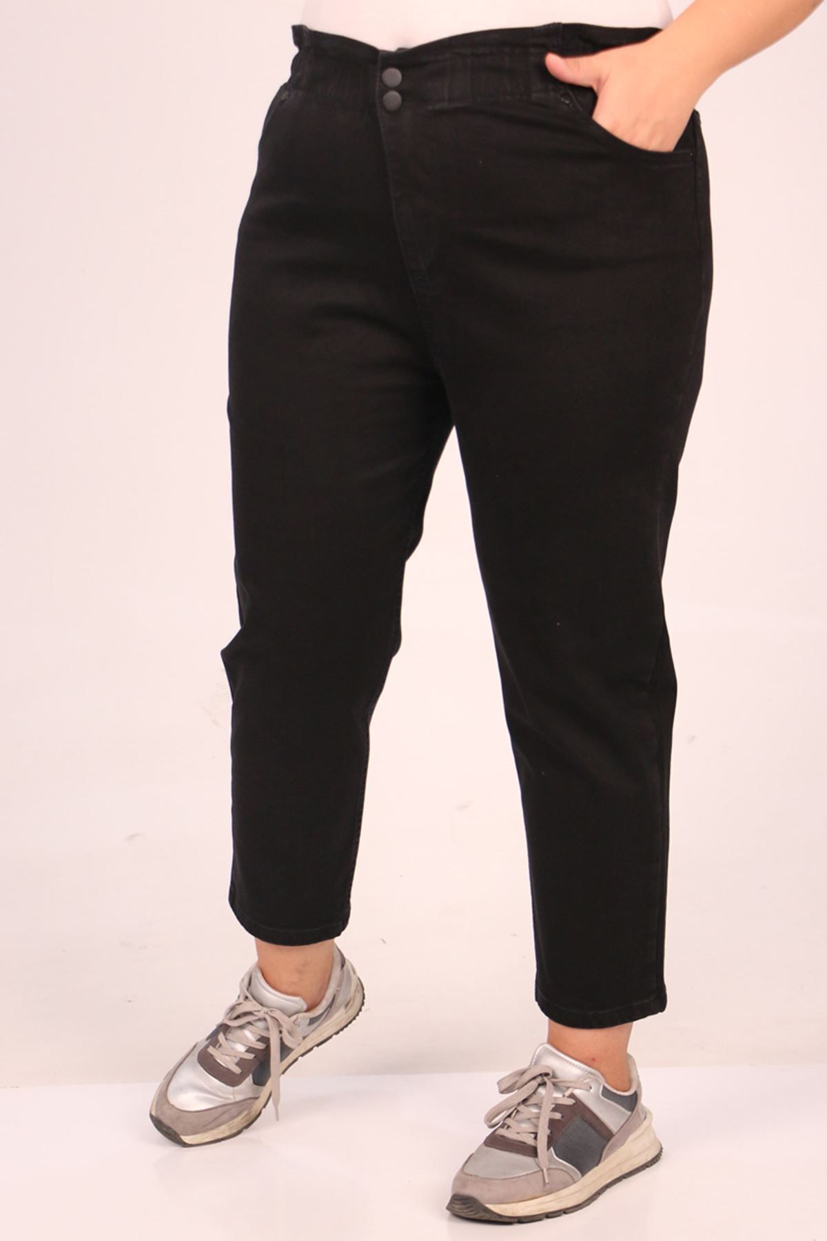 

Женские брюки больших размеров, брюки большого размера с эластичной резинкой на талии - черные