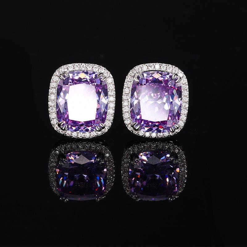 Jewelry Copper Bottom Gold-Plated Simulation Bird'S Nest Cut Purple Diamond Temperament Set 15 * 20-10 * 12