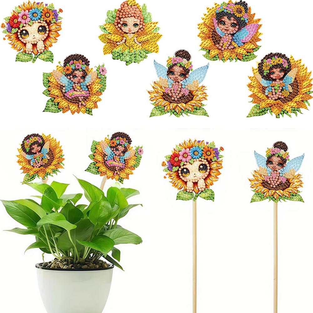 6Pcs Bee Stakes Diamond Painting Kits Animal Diamond Art Garden Decor Kits DIY Crafts Diamond Art Craft Kits for Adults
