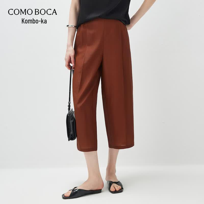 Women s Mulberry Silk Straight Leg Cropped Pants XL