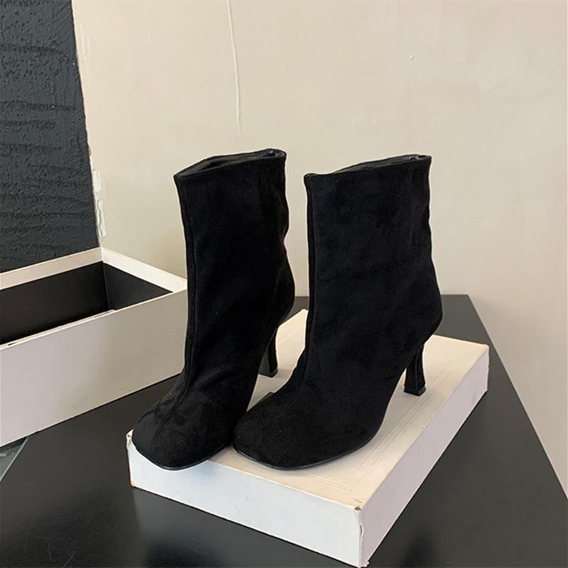 Fashion Bailmaos Brand Women Boots Street Style Winter Pleated Round Toe Ankle Boots Thin Heels Shoes Concise Chelsea Short Botas Mujer