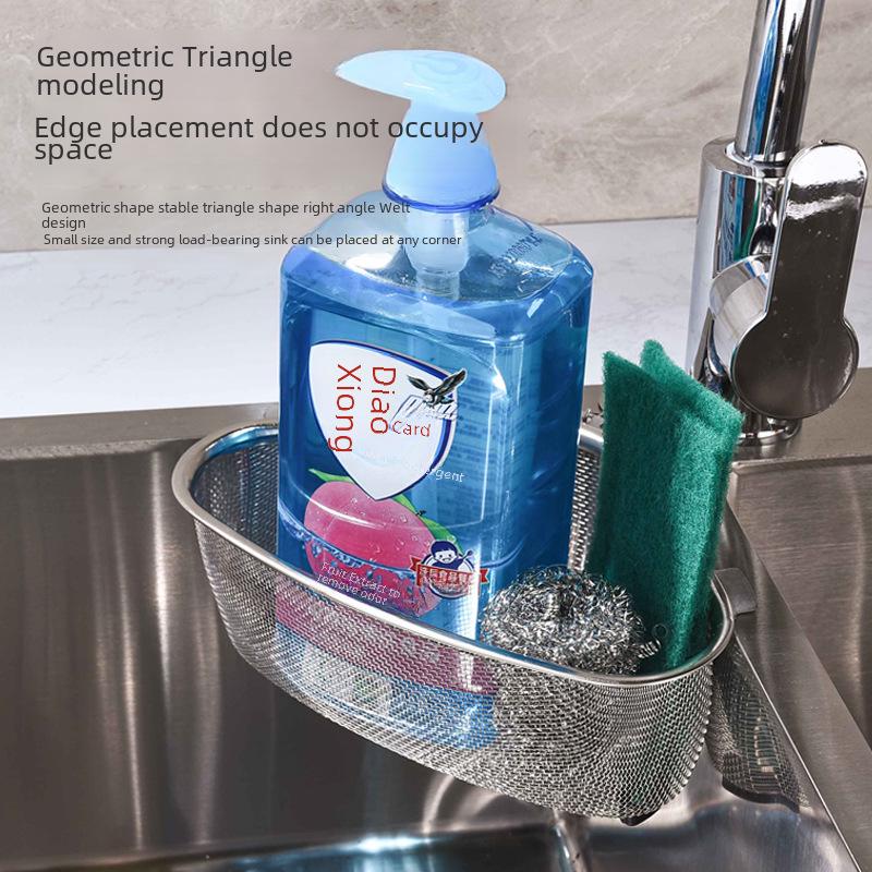 Upgraded Stainless Steel Triangular Sink Drain Basket and Filter for Leftovers and Produce