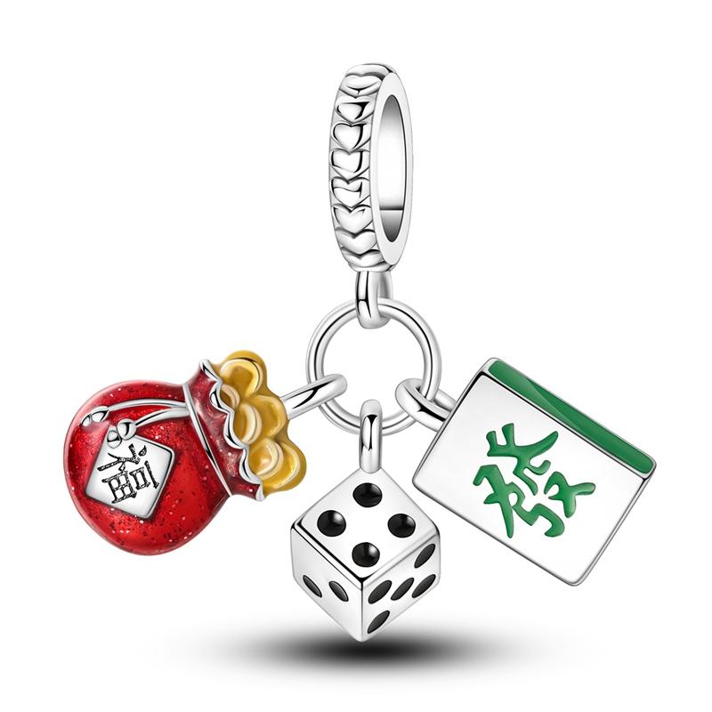 Original Copper Charms Bead China New Year Red Charms New Doll Pendant Open Clasp Fit Multi Style Original Bracelet
