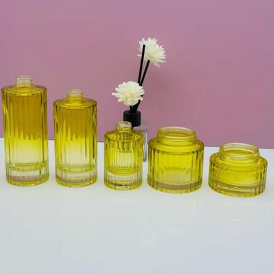 Premium Glass Bottle Set: 30g/50g Cream Jar, 30ml Lotion Pineapple Bottle, 100ml/120ml Toner Essence Bottle.