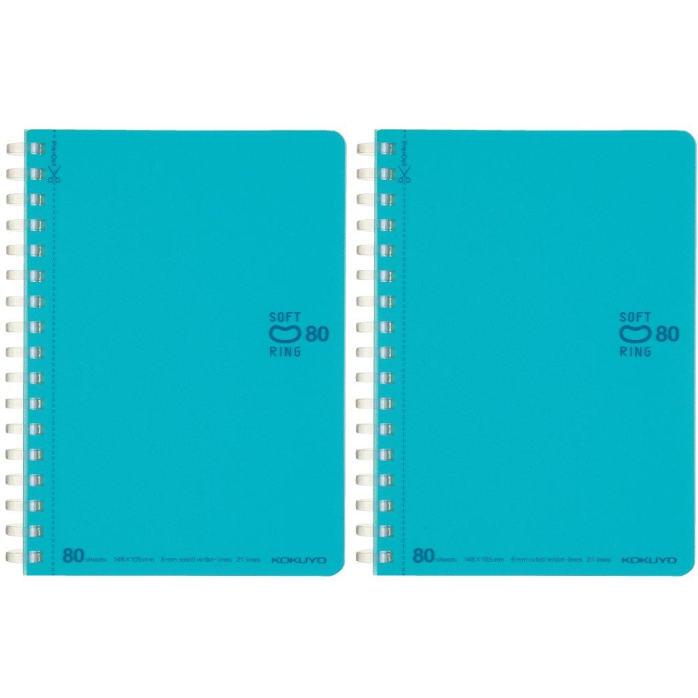 

KOKUYO Soft Ring Dotted 80 2 Light Notebook, B-ruled, A6, sheets, notebooks, Blue, Su-SV358BT-LBX2 светло-синий