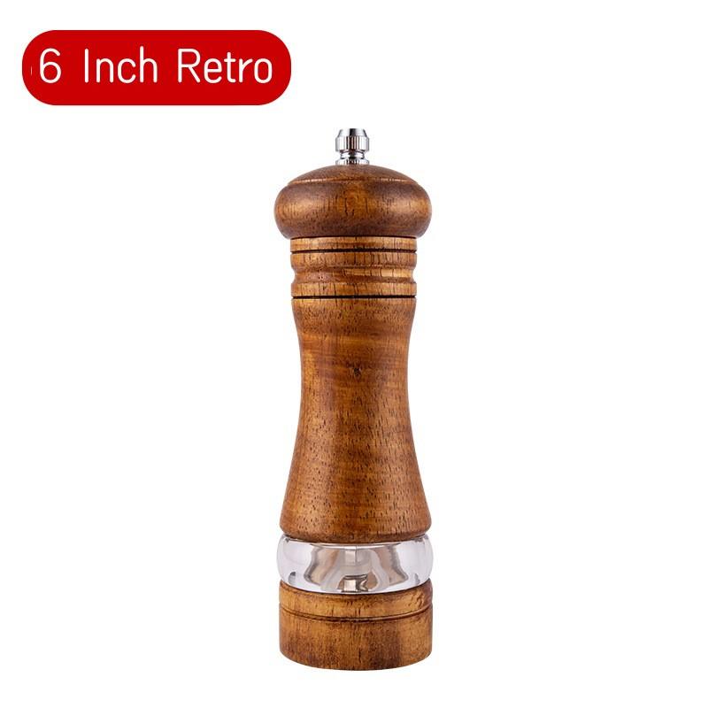 6 Inches Solid Wood Salt Pepper Mill Sets Manual Pepper Grinder Freshly Ground Seasoning Spices Mill Ceramic Core Pepper Grinder